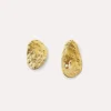 Hot forte_forte orecchini scultura asimmetrici con cristallo placcati oro 18k oro
