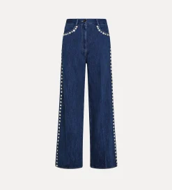 Sale forte_forte pantalone 5 tasche con paillette indigo