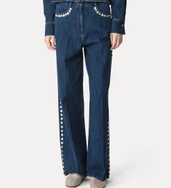 Sale forte_forte pantalone 5 tasche con paillette indigo