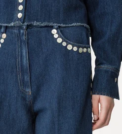 Sale forte_forte pantalone 5 tasche con paillette indigo