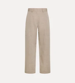 Outlet forte_forte pantalone cargo in misto lino sabbia dune