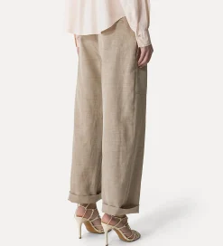 Outlet forte_forte pantalone cargo in misto lino sabbia dune