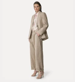 Outlet forte_forte pantalone cargo in misto lino sabbia dune