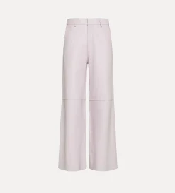 Outlet forte_forte pantalone gamba larga in nappa oyster
