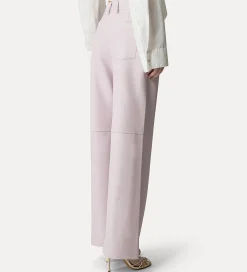 Outlet forte_forte pantalone gamba larga in nappa oyster
