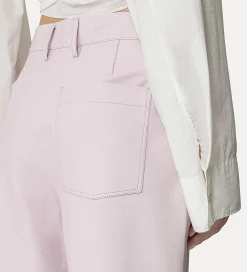 Outlet forte_forte pantalone gamba larga in nappa oyster