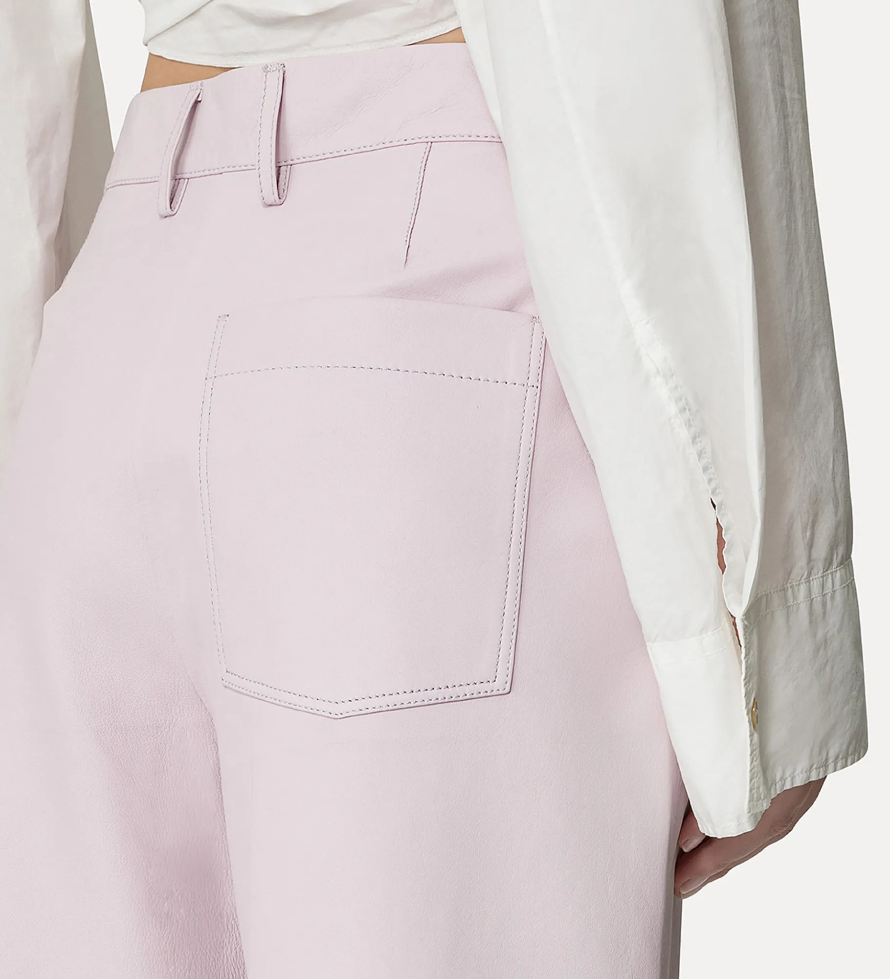 Outlet forte_forte pantalone gamba larga in nappa oyster