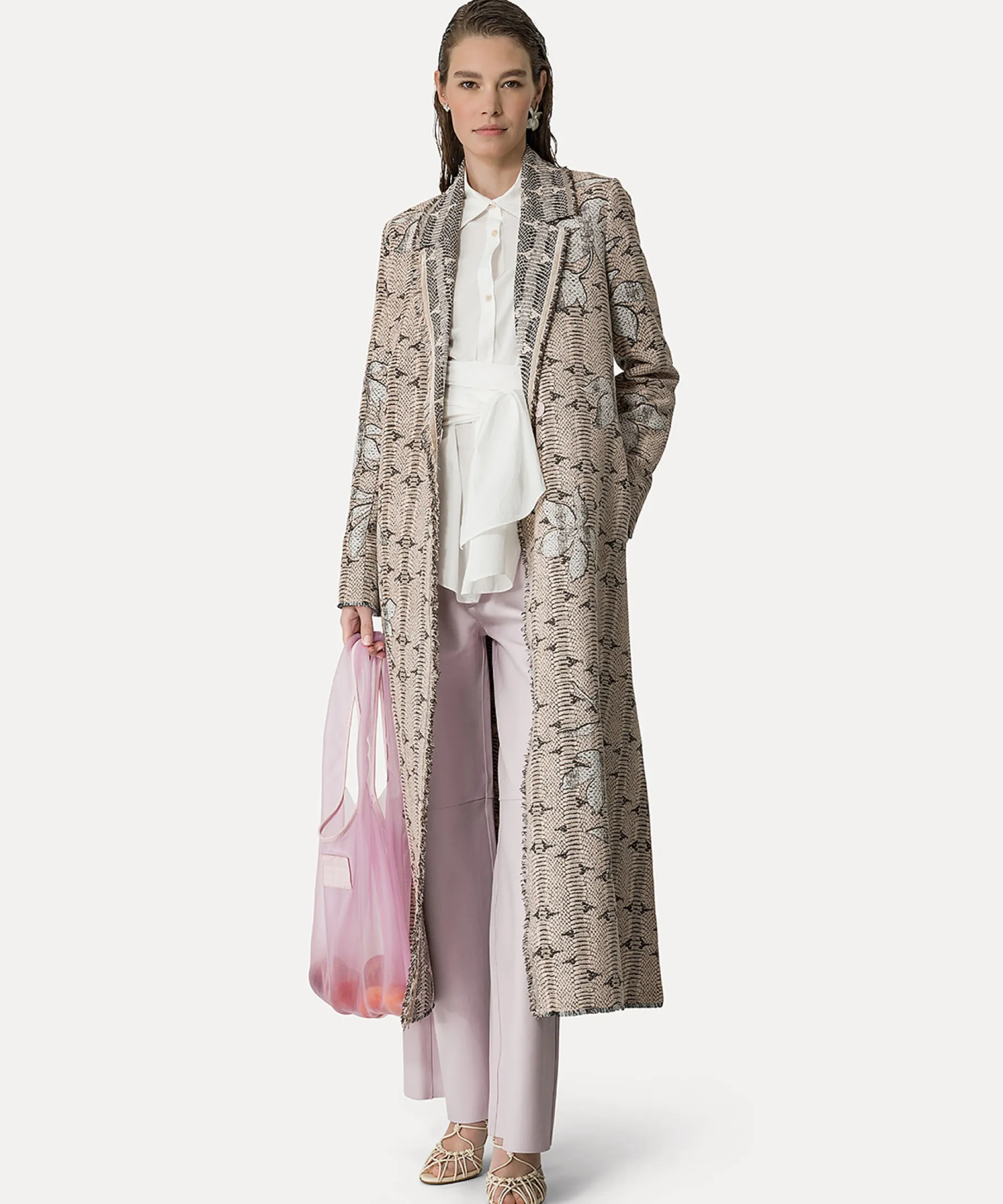 Outlet forte_forte pantalone gamba larga in nappa oyster