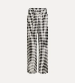 Fashion forte_forte pantalone palazzo in vichy di cotone abisso