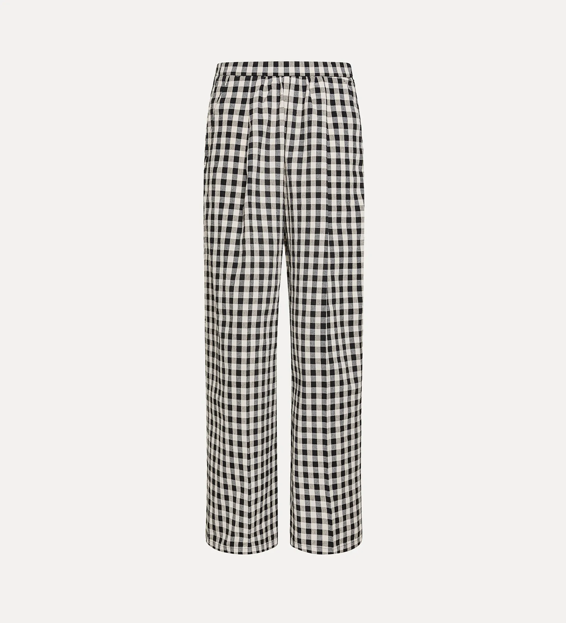 Fashion forte_forte pantalone palazzo in vichy di cotone abisso