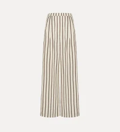 Outlet forte_forte pantalone wide leg con riga gessata orchidea