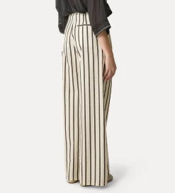 Outlet forte_forte pantalone wide leg con riga gessata orchidea