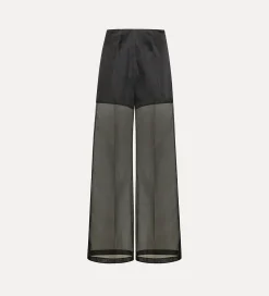 Outlet forte_forte pantalone wide leg in organza di seta noir