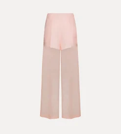 Hot forte_forte pantalone wide leg in organza di seta pesco