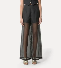 Outlet forte_forte pantalone wide leg in organza di seta noir