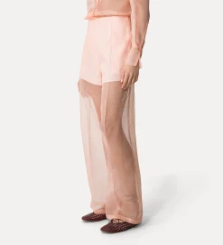 Hot forte_forte pantalone wide leg in organza di seta pesco