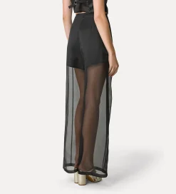 Outlet forte_forte pantalone wide leg in organza di seta noir