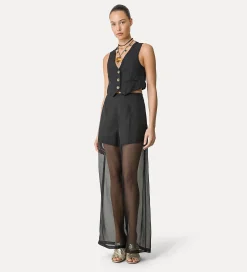 Outlet forte_forte pantalone wide leg in organza di seta noir