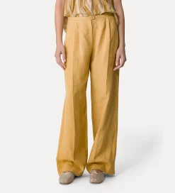 Online forte_forte pantaloni con pence in lino grano