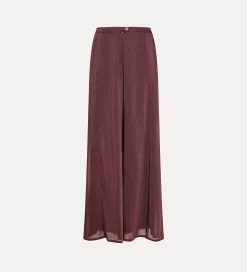 Fashion forte_forte pantaloni flared in voile di cotone e seta black orchid