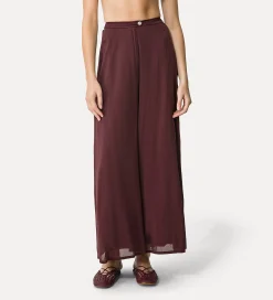 Fashion forte_forte pantaloni flared in voile di cotone e seta black orchid