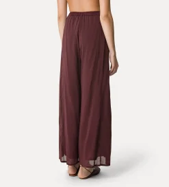 Fashion forte_forte pantaloni flared in voile di cotone e seta black orchid