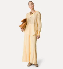 Online forte_forte pantaloni flared in voile di cotone e seta sole