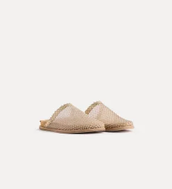 Discount forte_forte sabot flat con rete di strass nude