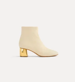 Best forte_forte stivaletti con tacco oro ivory