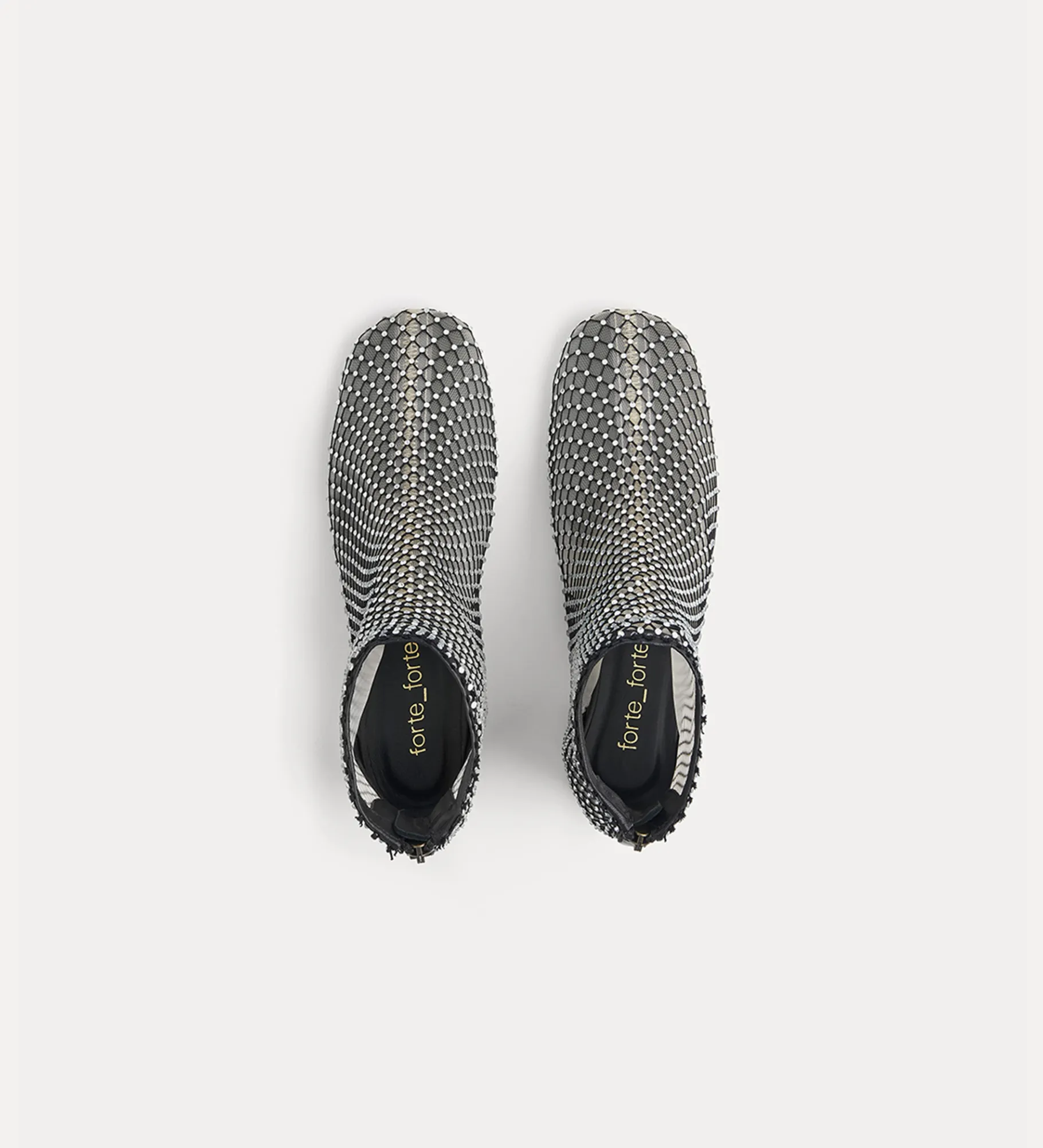 Online forte_forte stivaletto chic con rete di strass nero