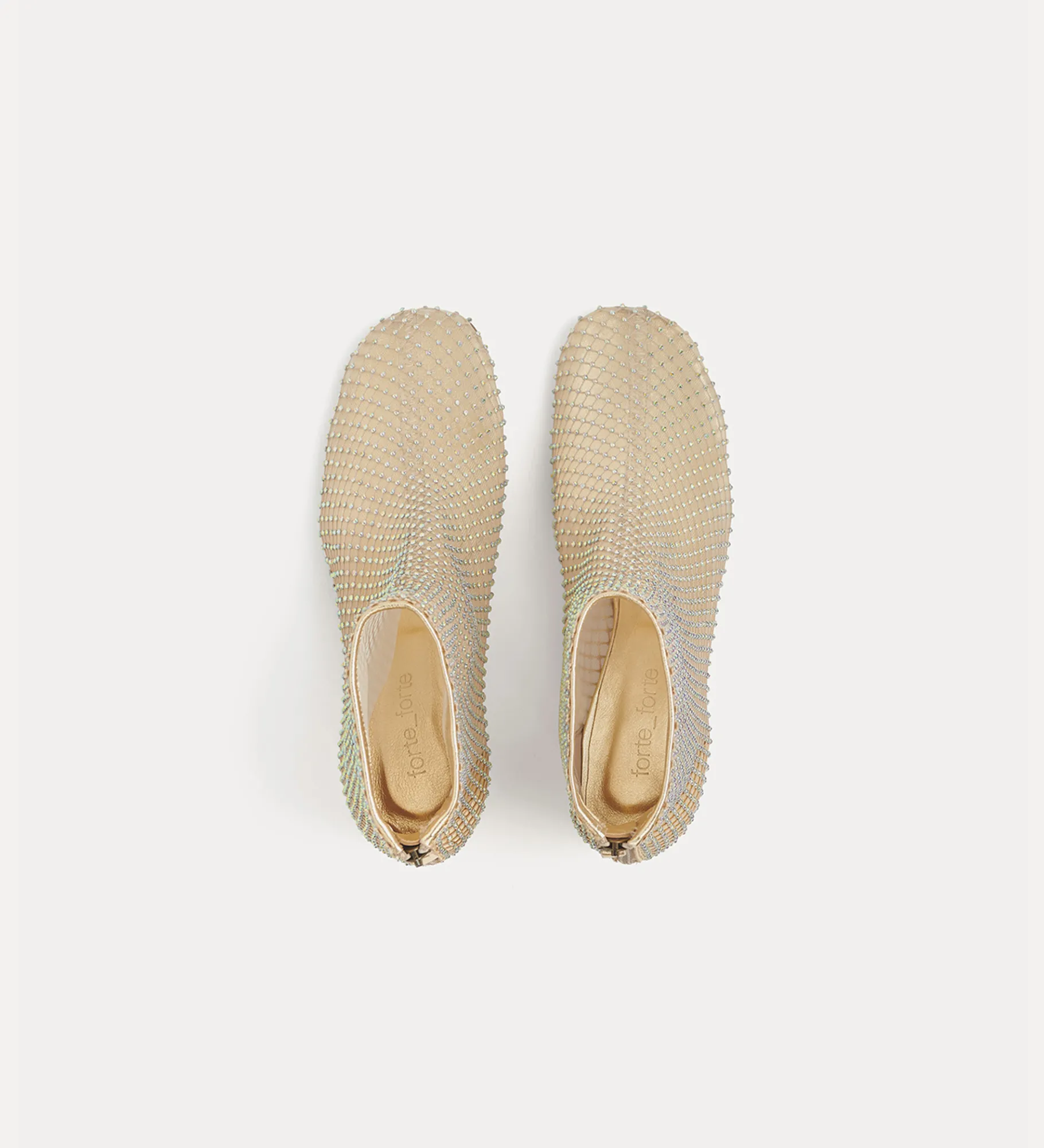 Discount forte_forte stivaletto chic con rete di strass nude