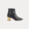 Clearance forte_forte stivaletto chic in nappa con tacco dorato nero