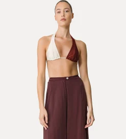 Sale forte_forte top bikini in jersey color block cacao