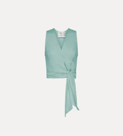 Discount forte_forte top in lino incrociato acqua