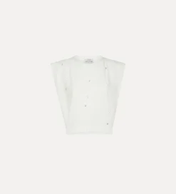 Fashion forte_forte top spalla larga donna con strass bianco