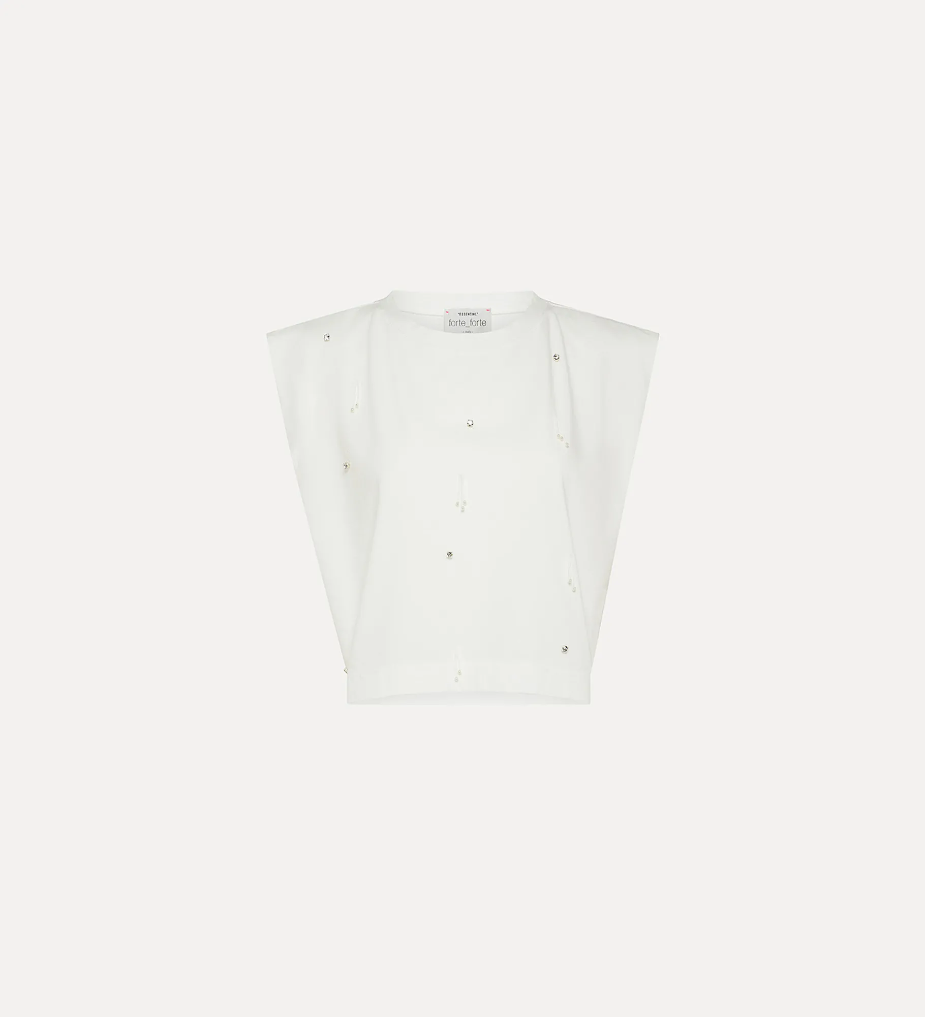 Fashion forte_forte top spalla larga donna con strass bianco