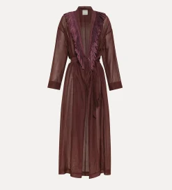 Fashion forte_forte vestaglia in voile con frangia black orchid