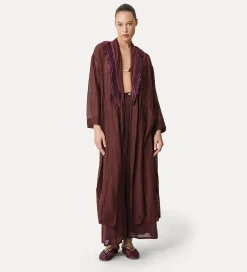 Fashion forte_forte vestaglia in voile con frangia black orchid