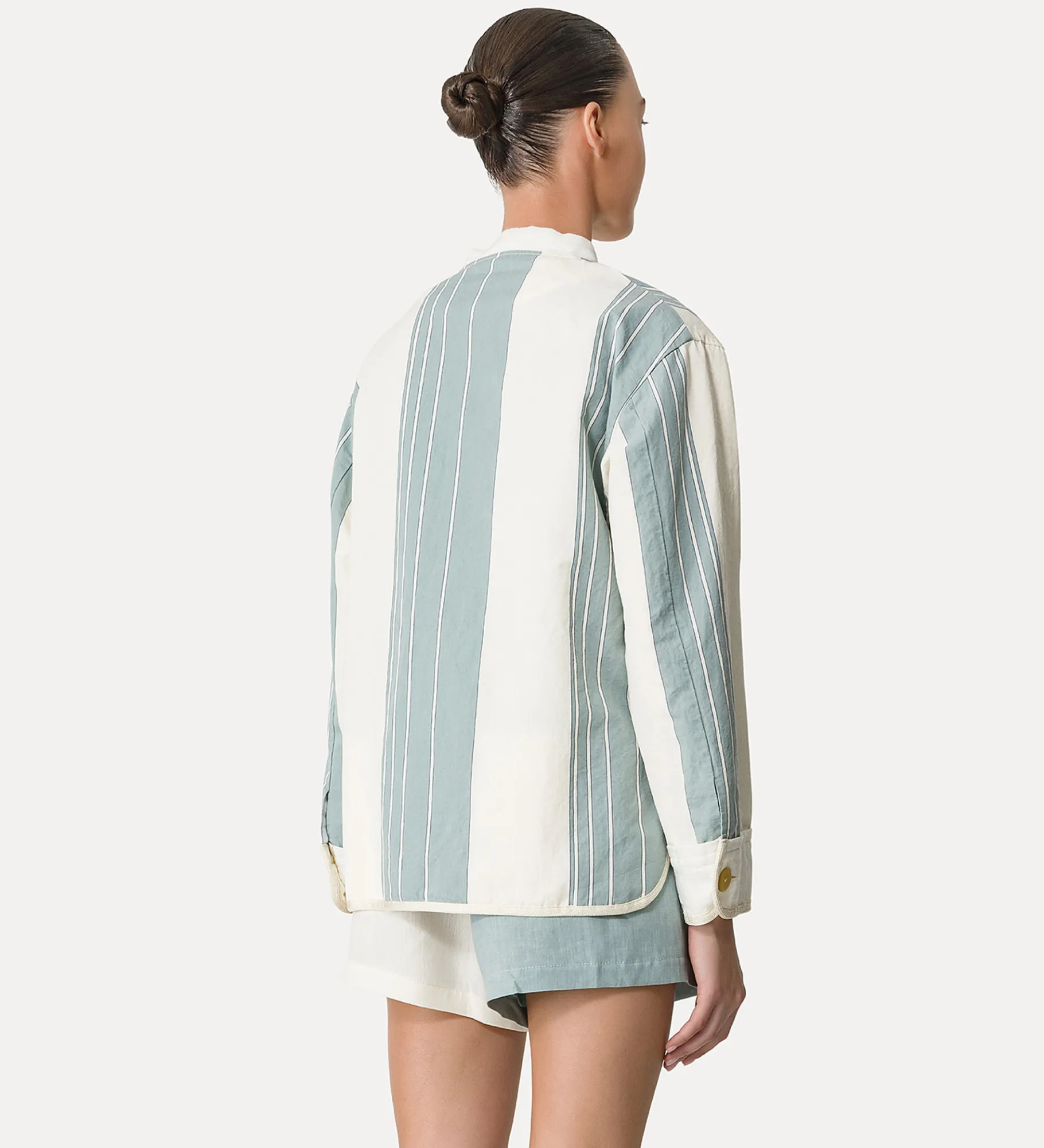 Online forte_forte work jacket in cotone e lino acqua