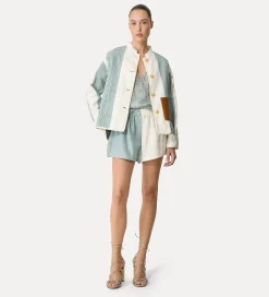 Online forte_forte work jacket in cotone e lino acqua